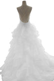 solvbao Beautiful Handmade Straps V-neckline Organza Layers Wedding Dress, Beach Wedding Gowns