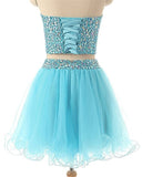 solvbao Light Blue Sparkle Beaded Two Piece Homecoming Dresses, Beautiful Short Party Dress