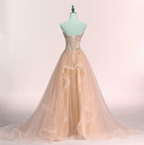 solvbao Charming Sweetheart Tulle A-line Lace Applique Party Dress, Beautiful Formal Gown