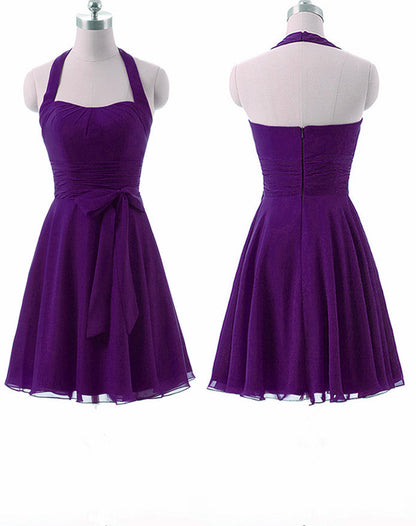 Solvbao Simple Pretty Purple Short Halter Party Dress, Elegant Party Dress