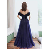 Solvbao Sexy Navy Blue Velvet and Tulle Long Sweetheart Prom Dress, Long Bridesmaid Dress