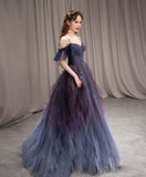 Solvbao Beautiful Gradient Straps Beaded Tulle Long Formal Dress, Party Dress Long Evening Dresses