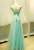 Solvbao Mint Green Lace and Tulle A-line Junior Party Dress, Formal Gown, Prom Dress