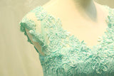 Solvbao Mint Green Lace and Tulle A-line Junior Party Dress, Formal Gown, Prom Dress