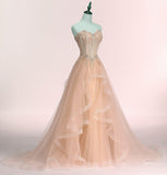 solvbao Charming Sweetheart Tulle A-line Lace Applique Party Dress, Beautiful Formal Gown