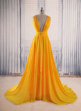 solvbao Sexy Yellow Long Formal Dress, Yellow Party Dress, Sexy Party Dresses