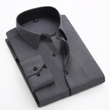 Solvbao Men's Classic Shirts Black bars long sleeve dress shirt pocket Solid color Wild men Business cassual shirt slim fit