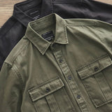 Solvbao Male Cargo Work Shirts New 100% Cotton Military Shirt Men Long Sleeve Casual Dress Ami Kaji American Retro Shirt