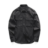 Solvbao Male Cargo Work Shirts New 100% Cotton Military Shirt Men Long Sleeve Casual Dress Ami Kaji American Retro Shirt