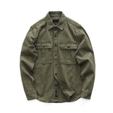 Solvbao Male Cargo Work Shirts New 100% Cotton Military Shirt Men Long Sleeve Casual Dress Ami Kaji American Retro Shirt