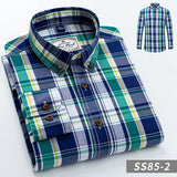 British Style Men's Plaid Long-Sleeve Casual Shirt Regular-Fit Button-Collar Design 100% Cotton High Quality Male Social Shirts