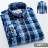 British Style Men's Plaid Long-Sleeve Casual Shirt Regular-Fit Button-Collar Design 100% Cotton High Quality Male Social Shirts