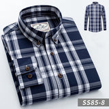 British Style Men's Plaid Long-Sleeve Casual Shirt Regular-Fit Button-Collar Design 100% Cotton High Quality Male Social Shirts