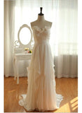 solvbao Beautiful Ivory Chiffon Simple Wedding Dress, Long Floor Length Beach Wedding Gowns