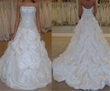 New Stock Crystal Strapless Ball Gown Wedding Dresses with Appliques Beaded Cheap Plus Size Bridal Gowns BM67