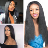 AAA5 Brazilian Black Long Silky Straight Full Wigs Human Hair Heat Resistant Glueless Synthetic Lace Front Wig for Fashion Women 35cm-65cm