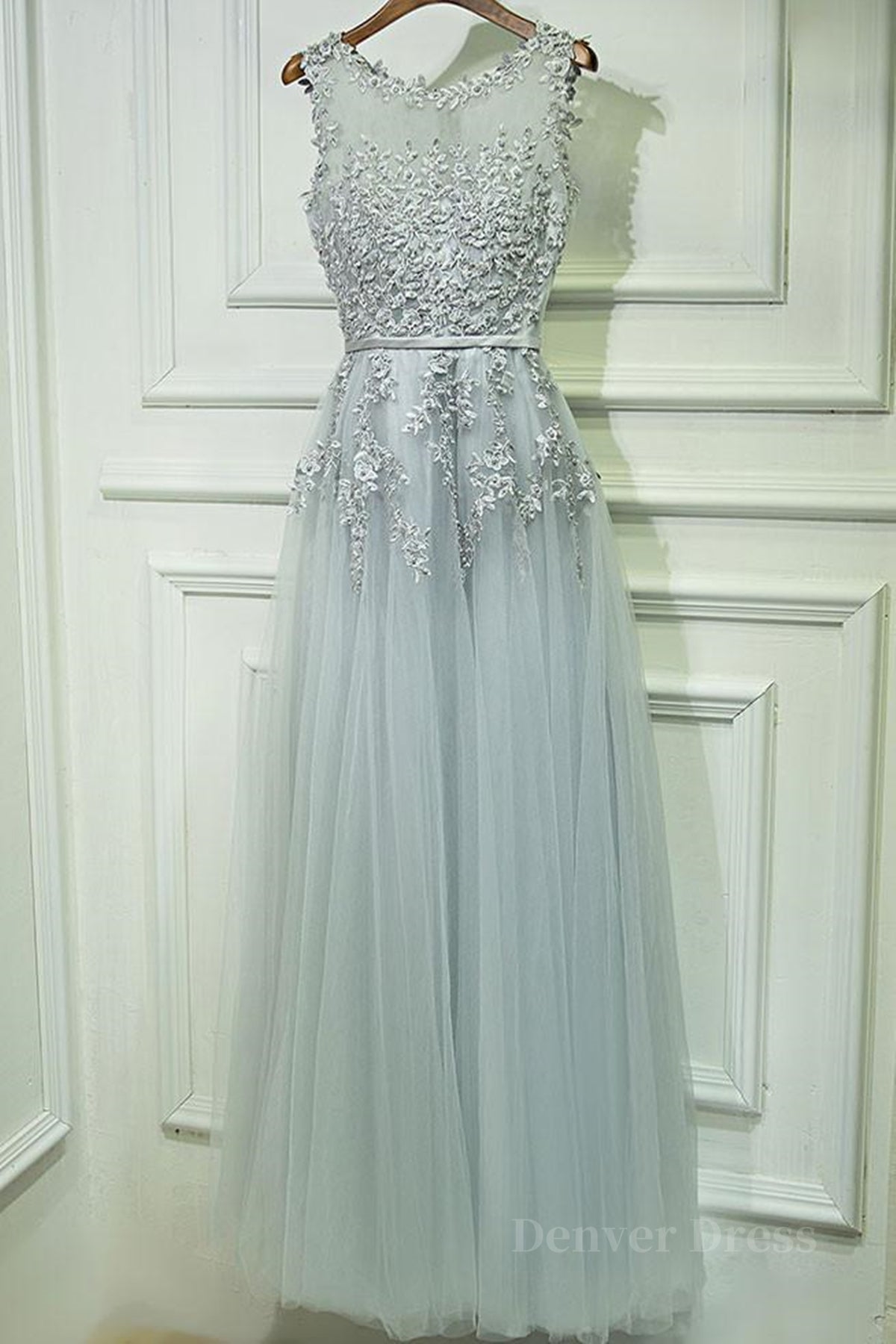 kamahe Round Neck Lace Prom Dresses, Lace Formal Evening Dresses