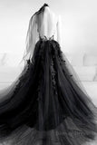 kamahe Sexy Backless Appliques Black Lace Long Prom Dress, Black Lace Formal Dress, Black Evening Dress