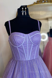 kamahe Shiny Purple Pink Long Prom Dresses, Purple Pink Long Formal Evening Dresses