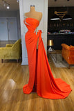 kamahe Silver Sequined One-shoulder Orange High-split Prom Dress