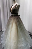 kamahe Simple Coffee tulle sequin long prom dress coffee evening dress