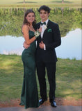 kamahe Simple Mermaid Dark Green Backless Long Prom Dresses Formal Dress