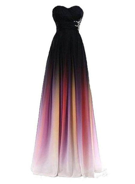 Solvbao Charming Gradient Sweetheart Chiffon Long Prom Dresses , Formal Gowns