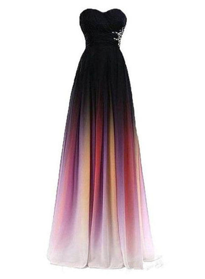 Solvbao Charming Gradient Sweetheart Chiffon Long Prom Dresses , Formal Gowns