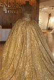 kamahe Spaghetti Straps Gold Beaded Lace Evening Dress Luxurious Ball Gown Princess Open Back Prom Party Gowns