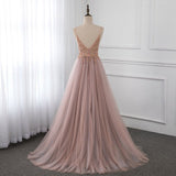 kamahe Sweetheart Crystal Prom Dresses Straps Spaghetti Tulle Evening Gown Split Side