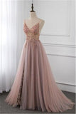 kamahe Sweetheart Crystal Prom Dresses Straps Spaghetti Tulle Evening Gown Split Side