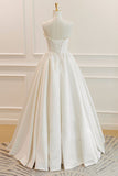 kamahe Thin Straps Open Back Ivory Satin Long Prom Dresses with Pearls, Long Ivory Formal Graduation Evening Dresses