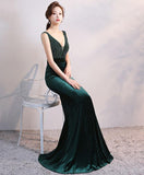 Solvbao Beautiful Velvet Mermaid with Beaded Long Formal Dress, Charming Formal Dress