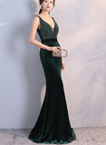 Solvbao Beautiful Velvet Mermaid with Beaded Long Formal Dress, Charming Formal Dress