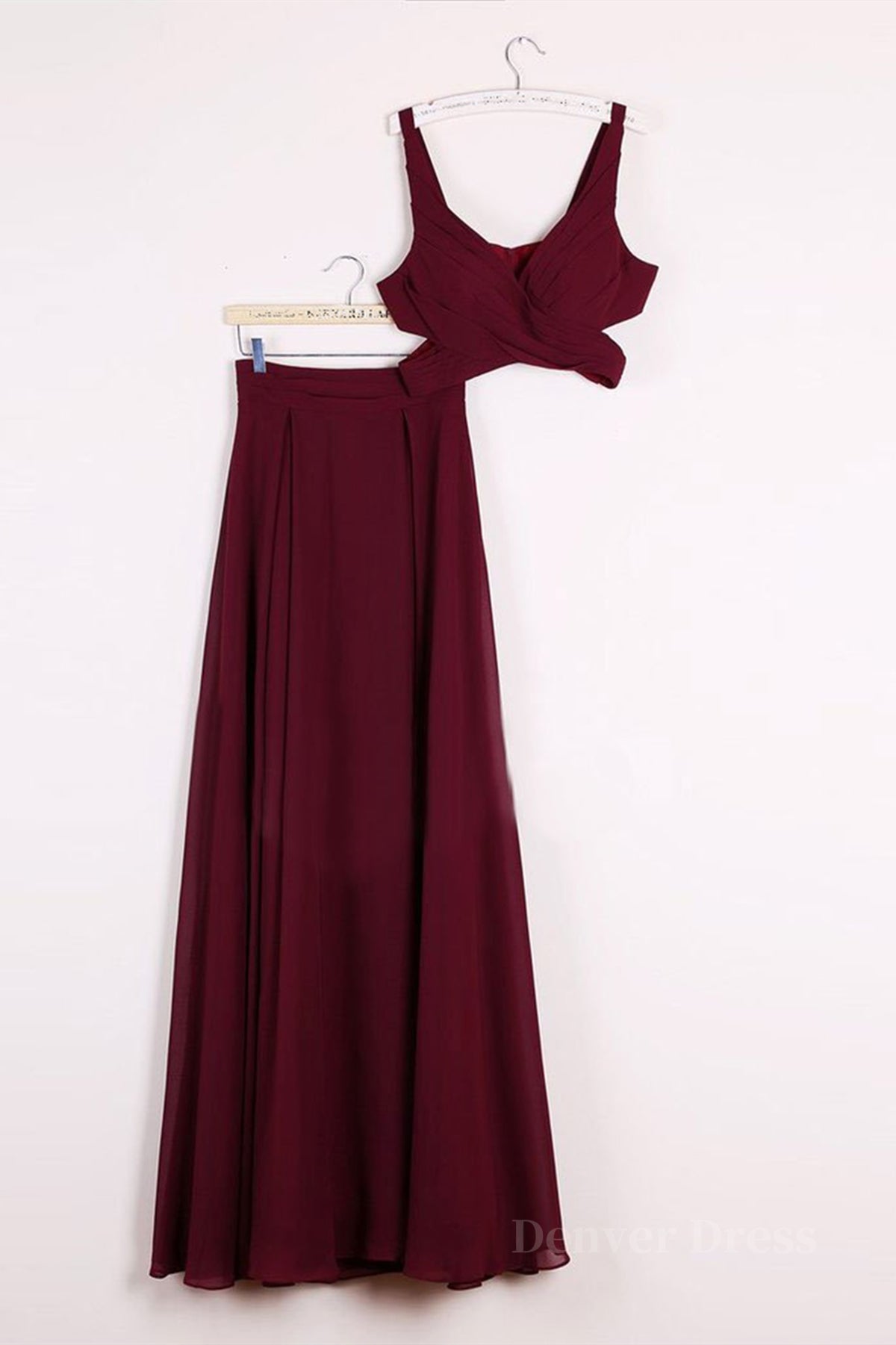 kamahe Two Pieces Burgundy Long Prom Dresses, Dark Wine Red 2 Pieces Long Formal Bridesmaid Dresses