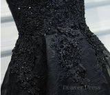 kamahe V Neck Short Black Lace Prom Dresses, Black Lace Homecoming Dresses, Short Black Formal Evening Dresses