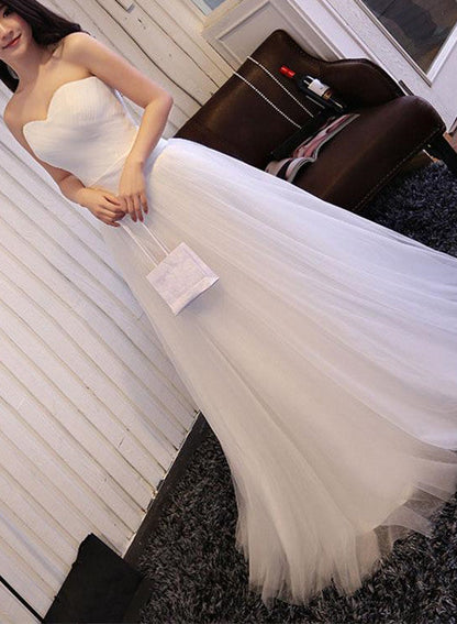 solvbao Simple Sweetheart Tulle Wedding Dress, Simple Party Gown, Evening Dresses