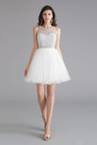 A-Line Tulle Sleeveless Beading Homecoming Dresses