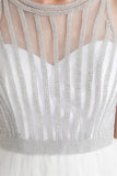 A-Line Tulle Sleeveless Beading Homecoming Dresses