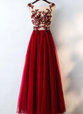 solvbao Wine Red Tulle Bridesmaid Dresses,Charming Prom Dresses , Formal Dresses