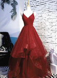 Solvbao Beautiful Wine Red Velvet Straps V-neckline Party Dress Prom Dress, Long Evening Dresses