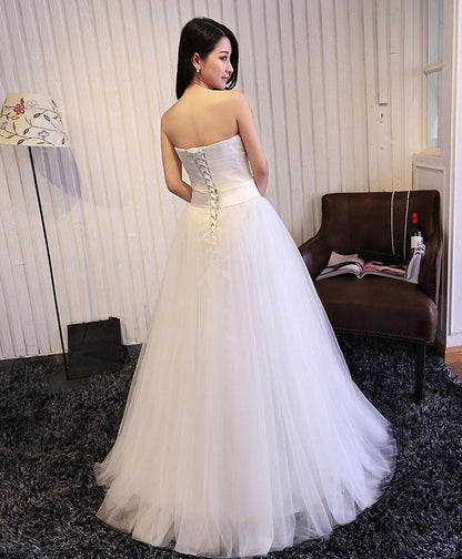 solvbao Simple Sweetheart Tulle Wedding Dress, Simple Party Gown, Evening Dresses