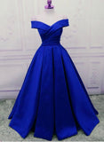 solvbao Royal Blue Satin Handmade High Quality Long Formal Gowns, Blue Evening Gowns, Long Formal Dresses