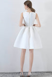 solvbao White Satin Short Prom Dresses, Cute A-Line Party Dresses