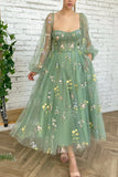 solvbao Green Tulle Lace Short Prom Dresses, A-Line Homecoming Dresses