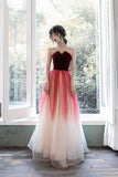 solvbao Burgundy Velvet Tulle Long Prom Dresses, A-Line Evening Dresses