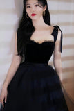 solvbao Black Tulle Short Prom Dresses, A-Line Homecoming Party Dresses