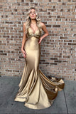 solvbao Mermaid Satin Long Prom Dresses, Simple Evening Dresses