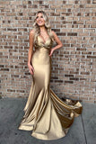 solvbao Mermaid Satin Long Prom Dresses, Simple Evening Dresses