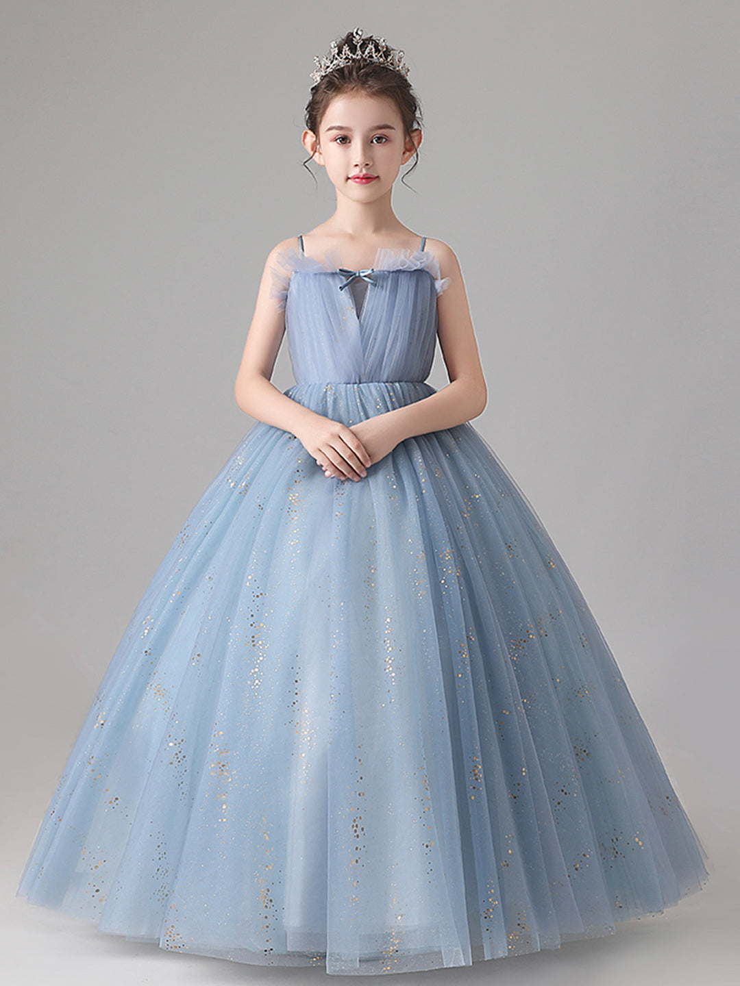 solvbao Blue Tulle Flower Girl Dress